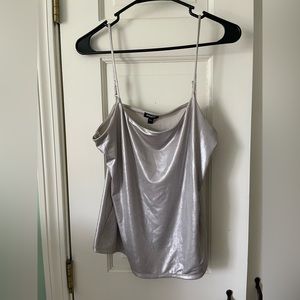 Silver Metallic Cowl Neck Camisole Top
